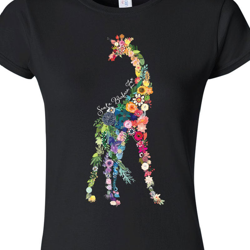 JaneseApparel Floral Giraffe T-Shirt Animal Shirt Zoo Gift Top Safari Lover Tee Mode Trip Women's Clothing Apparel, Size: 2XL